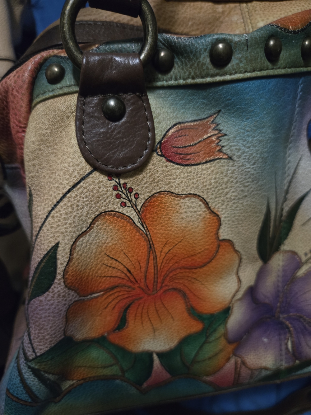 Awesome Anuschka Hand-Painted Floral Butterfly Satchel – Multicolor. GUC - Picture 5 of 16